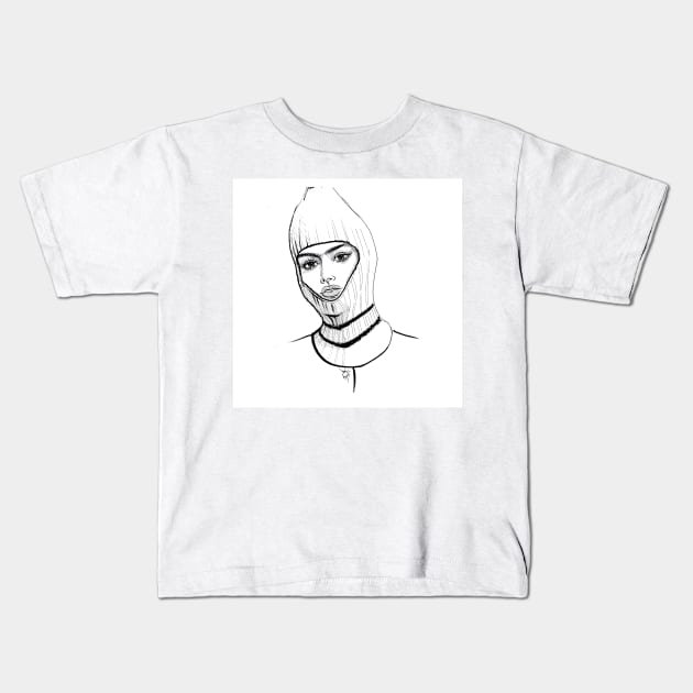 portrait fashion graphic art balaclava Kids T-Shirt by kausofa